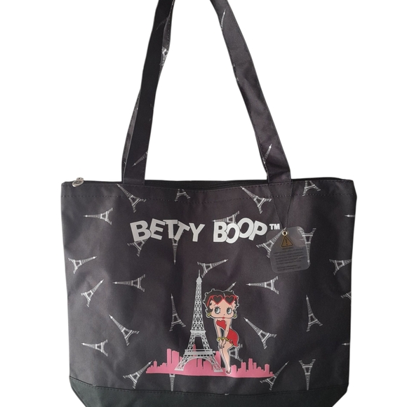 Betty Boop Black Tote Bag with Eiffel Tower Design - Picture 8 of 8
